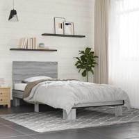 Bedframe bewerkt hout en metaal grijs sonoma eiken 75x190 cm - thumbnail