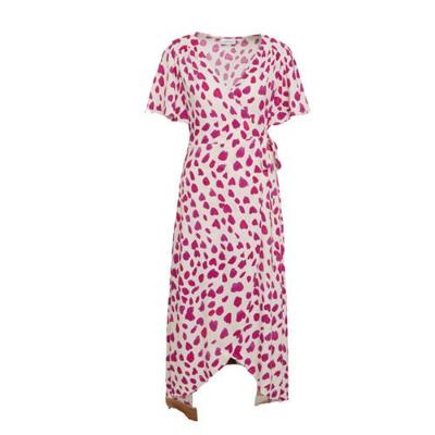 Fabienne Chapot wikkeljurk Archana Sleeve Cato met all over print gebroken wit/ roze