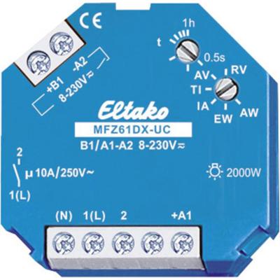 Eltako 61100604 MFZ61DX-UC Tijdrelais Multifunctioneel 230 V 1 stuk(s) Tijdsduur: 0.5 s - 1 h 1x NO Eltako 61100604 MFZ61DX-UC Tijdrelais Multifunctioneel 230 V 1 stuk(s) Tijdsduur: 0.5 s - 1 h 1x NO