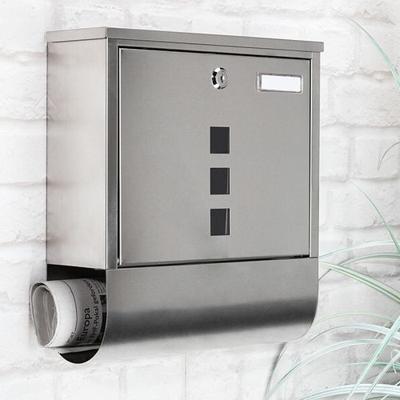 HI brievenbus met krantenhouder 30,5x9,6x33,5 cm roestvrij staal