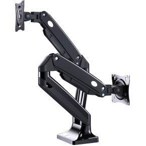 Full-motion dubbele monitorarm met gasveer, 17”-35”