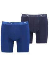 2-pack Heren boxershort lange pijpjes - Blauw - Heren onderbroek tegen schurende benen - Katoen - thumbnail