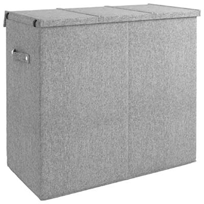 VidaXL Wasmand inklapbaar 64,5x34,5x59 cm kunstlinnen grijs VidaXL Wasmand inklapbaar 64,5x34,5x59 cm kunstlinnen grijs