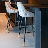 Richmond Barstoel 'Imani' Velvet, kleur Khaki (zithoogte 77cm) - thumbnail