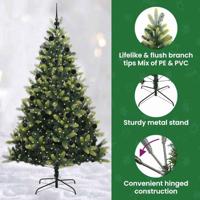 Kunstkerstboom met scharnier 300 LEDs Groen 210 cm PVC en PE - thumbnail