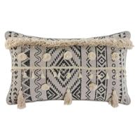 Kussen Home ESPRIT Wit Zwart Boho 50 x 8 x 30 cm - thumbnail