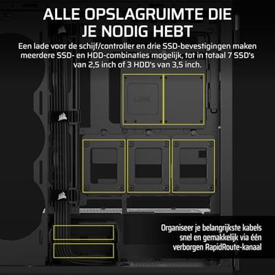 PC-behuizing - CORSAIR - 5000T-serie - Mid-Tower - Zwart