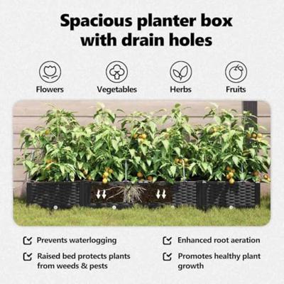 VidaXL Tuin bloempot 4 pcs zwart staal