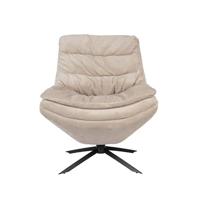 Dutchbone Draaifauteuil 'Vince' Rib, kleur Beige - thumbnail