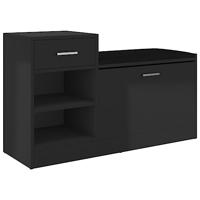 VidaXL Schoenenbank 94,5x31x57 cm bewerkt hout hoogglans zwart - thumbnail