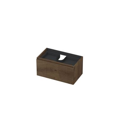 INK - Onderkast 1L met Binnenlade Greeploos Houten Keerlijst Fineer - 800x450x400 Mm - Chocolate Fineer