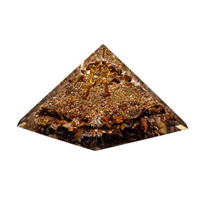 Tijgeroog Piramide met Levensboom Symbool van Kunsthars