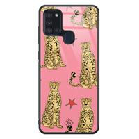 Samsung Galaxy A21s glazen hardcase - The pink leopard - thumbnail