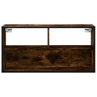 Tv-meubel 80x31x39,5cm bewerkt hout metaal gerookt eikenkleurig - thumbnail