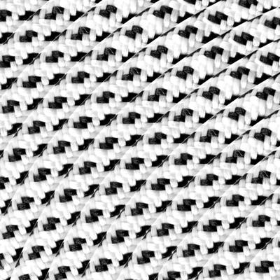 Strijkijzersnoer - Wit/Zwart - stof - bestel 30 meter - elektriciteitssnoer 3 aderig - textielkabel 3x0.75m² - VDE gekeurd - maak je eigen unieke lamp!