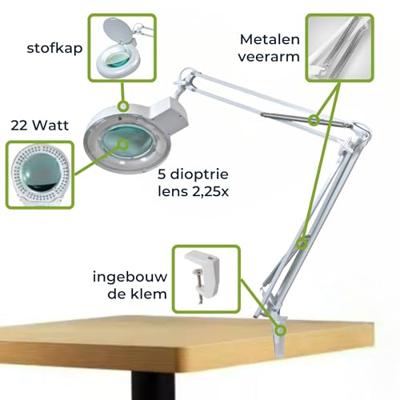 Loeplamp 5 dioptrie 22 w wit Velleman - Velleman