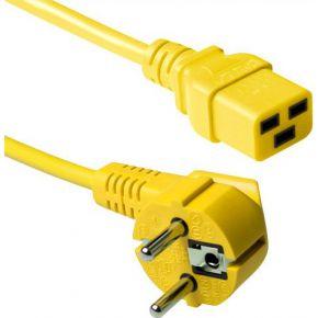 ACT AK5180 Netsnoer Schuko CEE 7/7 male (haaks) | C19 | Geel | 1,2 meter