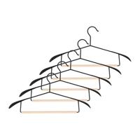 QUVIO Kledinghanger - set van 5 - Zwart en hout - thumbnail