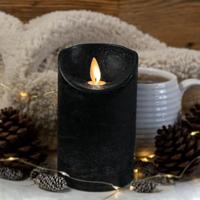 Kaars wax rustiek bewegende vlam 7,5x10 cm zwart b.o. Anna's Collection - Annas collection - thumbnail