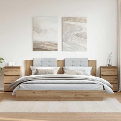Nachtkastjes 2 st 40x35x62,5 cm bewerkt hout artisanaal eiken