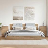 Nachtkastjes 2 st 40x35x62,5 cm bewerkt hout artisanaal eiken - thumbnail