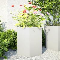 VidaXL Plantenbakken 2 st zeshoek 46x40x45 cm staal wit - thumbnail