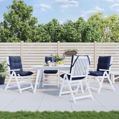 VidaXL Stoelkussens 4 st lage rug oxford stof marineblauw VidaXL Stoelkussens 4 st lage rug oxford stof marineblauw