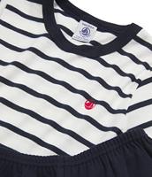 Katoenen gestreepte pyjama voor kleine jongens - PETIT BATEAU marineblauw gestreept - thumbnail
