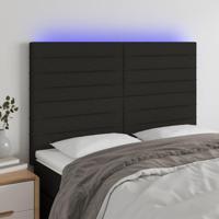 Hoofdbord LED 144x5x118/128 cm stof zwart - thumbnail