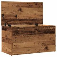 Opbergkist 84x42x46 cm bewerkt hout oud houtkleurig - thumbnail