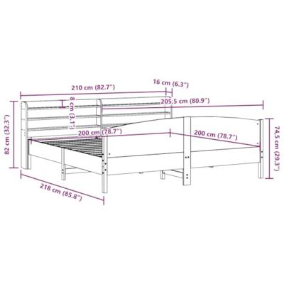 Bedframe zonder matras massief grenenhout 200x200 cm