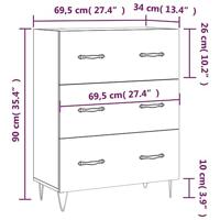 Dressoir 69,5x34x90 cm bewerkt hout zwart - thumbnail