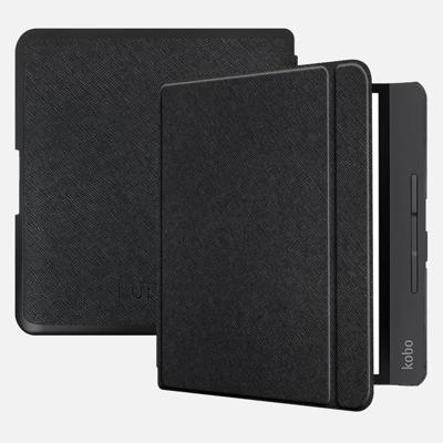 Lunso Kobo Forma hoes (8 inch) - Vegan Saffiano Leren sleepcover - Zwart Lunso Kobo Forma hoes (8 inch) - Vegan Saffiano Leren sleepcover - Zwart