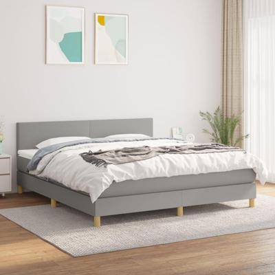 Boxspring met matras stof lichtgrijs 180x200 cm