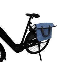 DRESCO enkele fietstas blauw - 18 liter - ook als shopper of schoudertas te gebruiken - extra voorvak - spatwaterdicht polyester - 2 bevestigingshaken - verstelbare schouderriem - verstevigde bodem - reflecterende accenten - afmeting 49x45x18cm - thumbnail