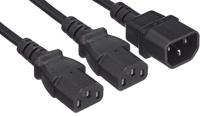 Manhattan Stroom Aansluitkabel [2x Apparaatstekker, female C13 10A - 1x Apparaatstekker, male C14] 1.8 m Zwart - thumbnail