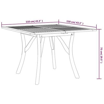 Tuintafel 110x110x75 cm massief acaciahout