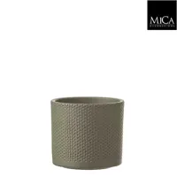 Mica Decorations era pot groen relief 12,5x13,5cm - thumbnail