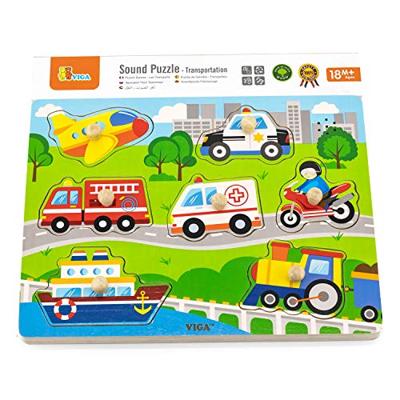VIGA hout legpuzzel met geluid, transport, afm 33x22,5x3 cm, 1 stuk - thumbnail