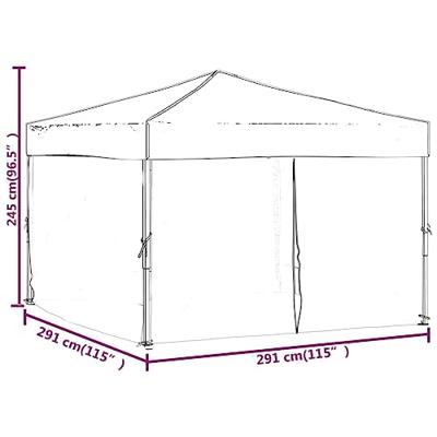Partytent inklapbaar met zijwanden 3x3 m crmekleurig - thumbnail