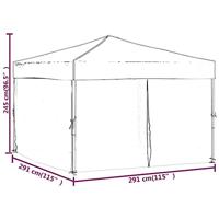 Partytent inklapbaar met zijwanden 3x3 m crmekleurig - thumbnail