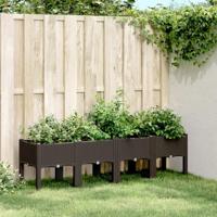 VidaXL Plantenbak met poten 160x40x42 cm polypropeen bruin - thumbnail