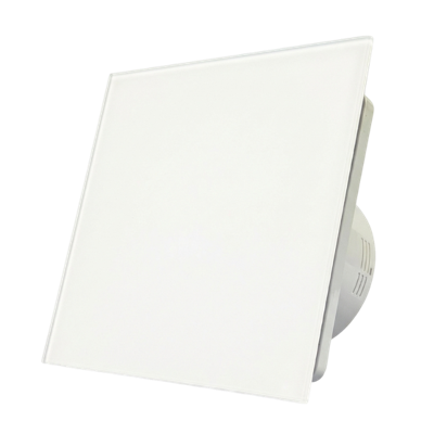 Badkamer/toilet ventilator - met timer - Ø100mm - vlak glas - mat wit