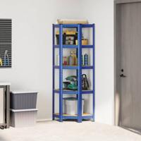 VidaXL Hoekrek 5-laags staal en bewerkt hout blauw - thumbnail