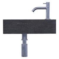 Fonteinset Differnz Furan 40x23x11 cm Kalksteen Zwart - thumbnail