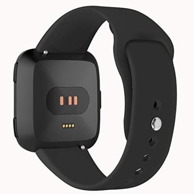 Fitbit Versa 1 / 2 & Lite siliconen bandje - Maat: Large - Zwart Fitbit Versa 1 / 2 & Lite siliconen bandje - Maat: Large - Zwart