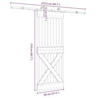Schuifdeur met beslag 80x210 cm massief grenenhout - thumbnail