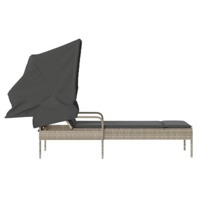Ligbed met luifel poly rattan lichtgrijs Ligbed met luifel poly rattan lichtgrijs
