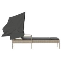 Ligbed met luifel poly rattan lichtgrijs - thumbnail