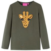 Kindershirt met lange mouwen dierenprint 92 kakikleurig - thumbnail